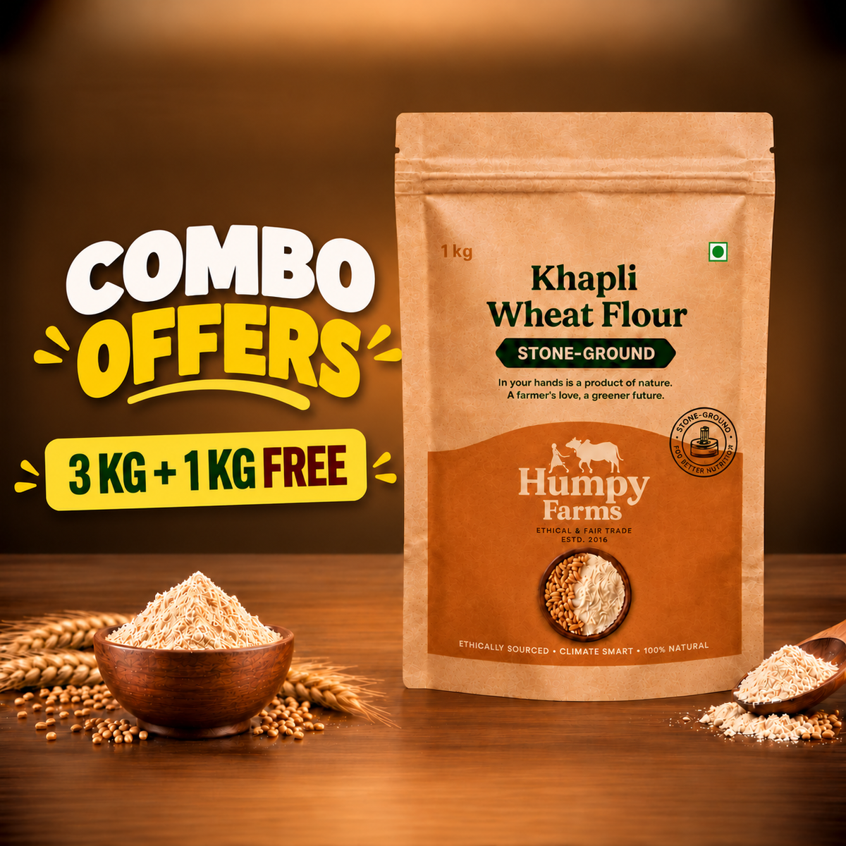 Khapli Flour - 3KG + 1KG Free