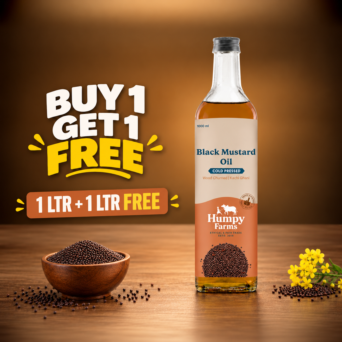 Black Mustard (Mohri) Oil - Buy 1 Get 1 Free