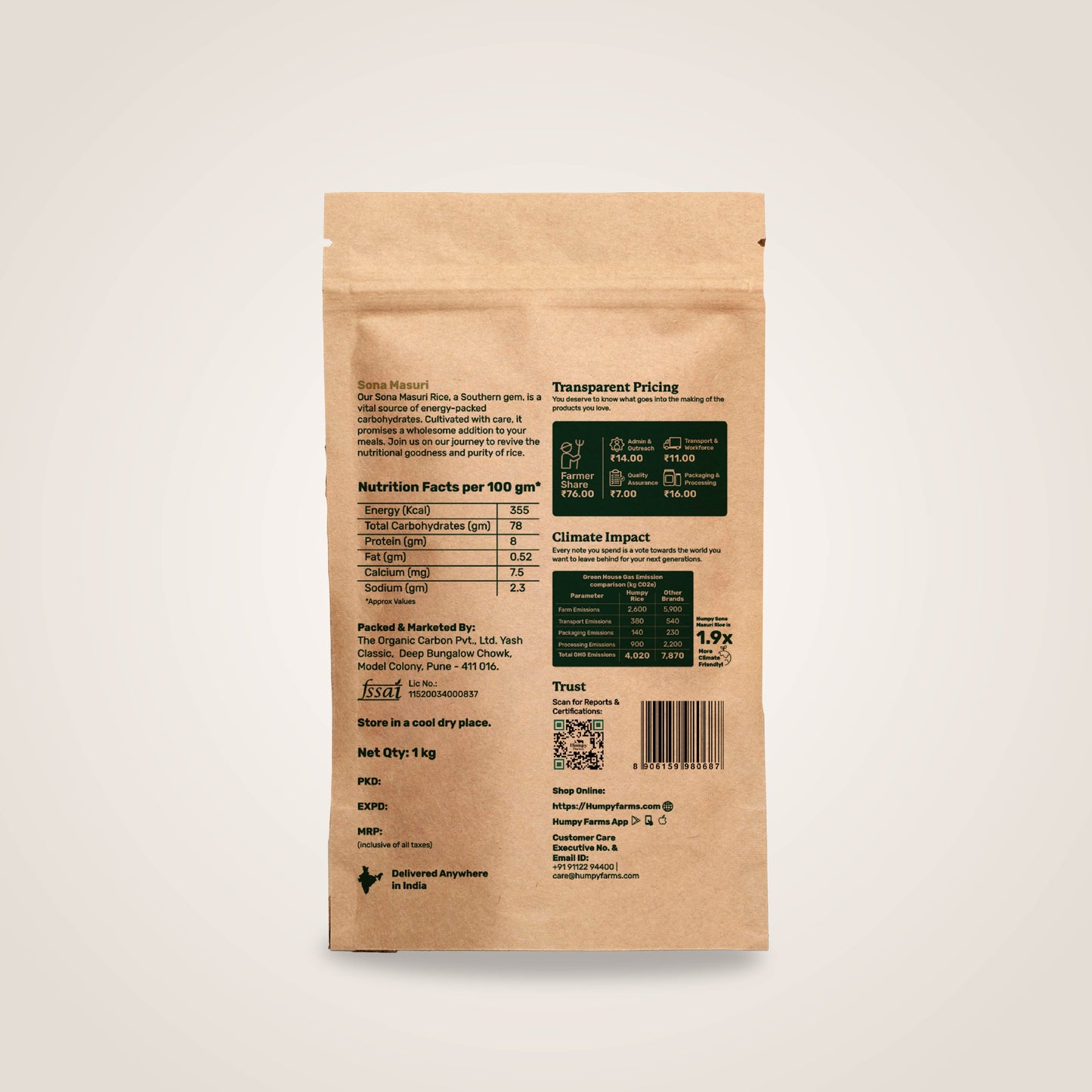 Organic Sona Masoori Rice