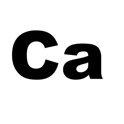 The letters Ca, the chemical symbol for calcium