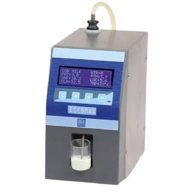 Milk analyser readout showing WTR 0, zero added water